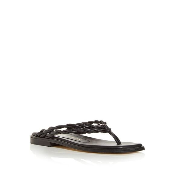 STUART WEITZMAN Womens Black Calypso Slip On Leather Thong Sandals 6 B - Picture 1 of 3